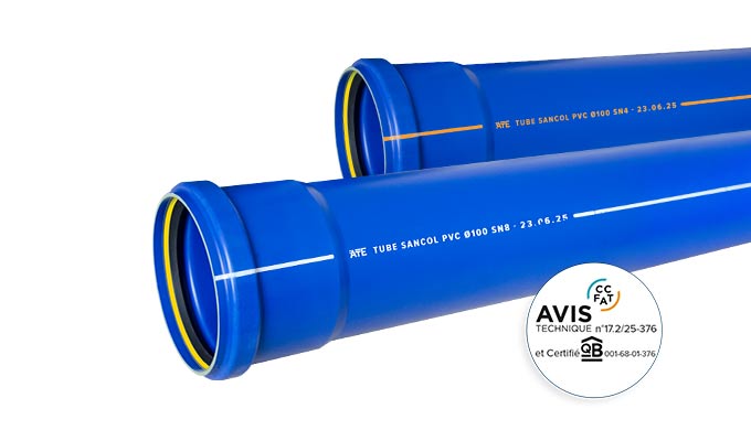ATE SANCOL Tube renforcé à joint SN8 D100 ATEC