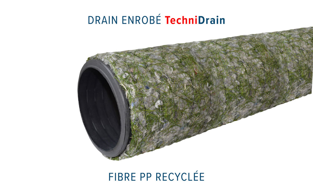 Drain routier enrobé TECHNIDRAIN Fibre PP recyclée