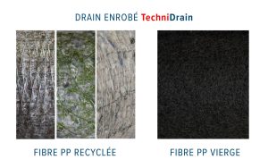 Drain enrobé TECHNIDRAIN Fibres Polypropylène recyclées et vierges