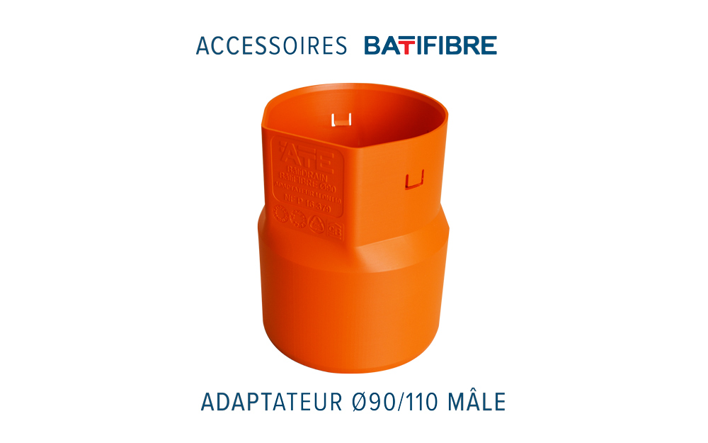 Accessoires BATIFIBRE Adaptateur D90 / 110 Mâle ATE