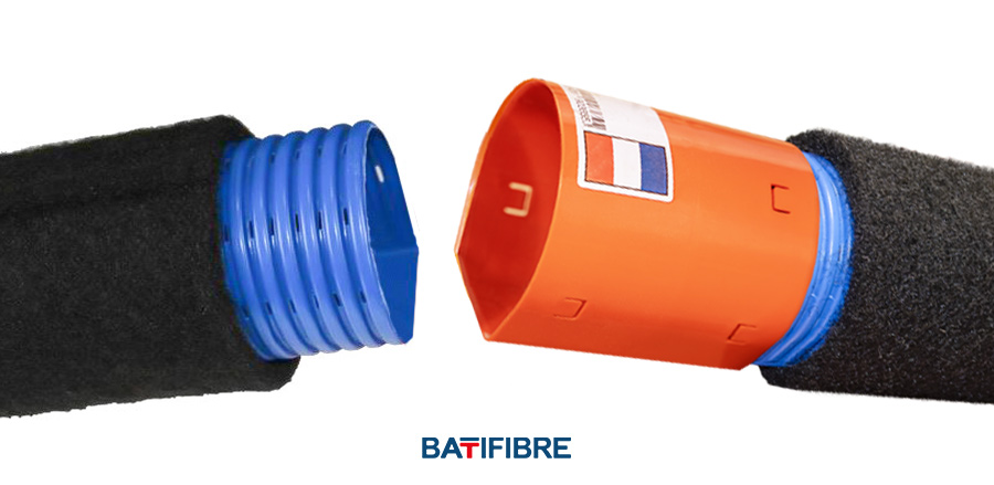 Raccord BATIFIBRE emboîtement manchon drain à cunette plate